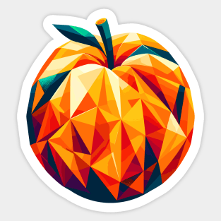 Geometric Apricot: Low-Poly Fruit Art Sticker